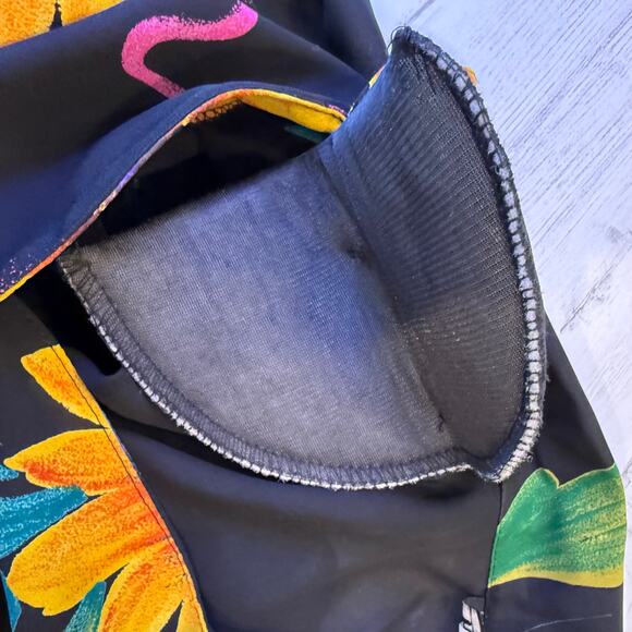 VTG Hot stuff Y2K small black floral tie crop women blouse Fairycore whimsygoth - Picture 8 of 8